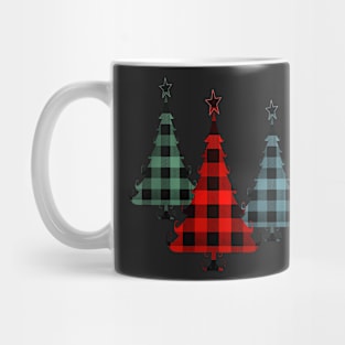 Christmas Tree Traditional Plaid Pattern on Black Mug